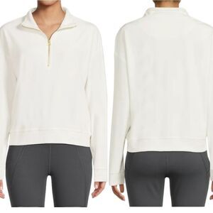 Avia Velour Pullover 1/4 Zip Ivory Sweatshirt Size XXL (22)